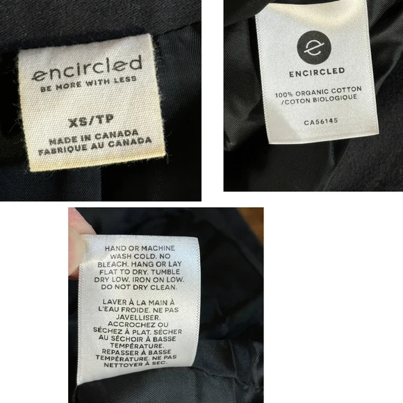 Encircled Black Unmoto Jacket Blazer Women’s Size XS Organic Cotton Zippers - Picture 14 of 15